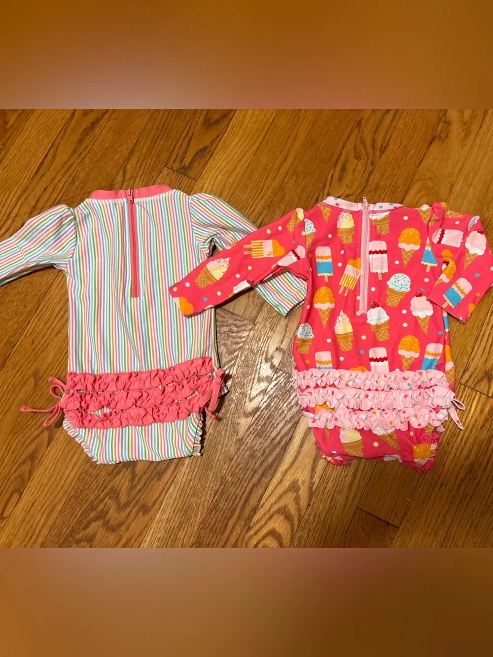 Ruffle Butts Swimsuits - 6-12 months (three swimsuits) Like New SPF50